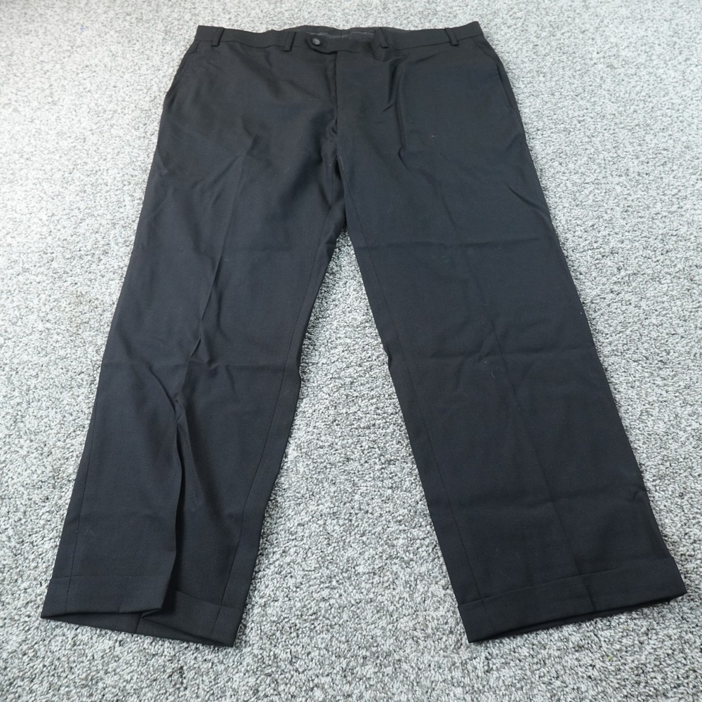 Ralph Lauren Pants Mens 40X30 Black Wool Dress Slacks Chino Trouser Flat Front